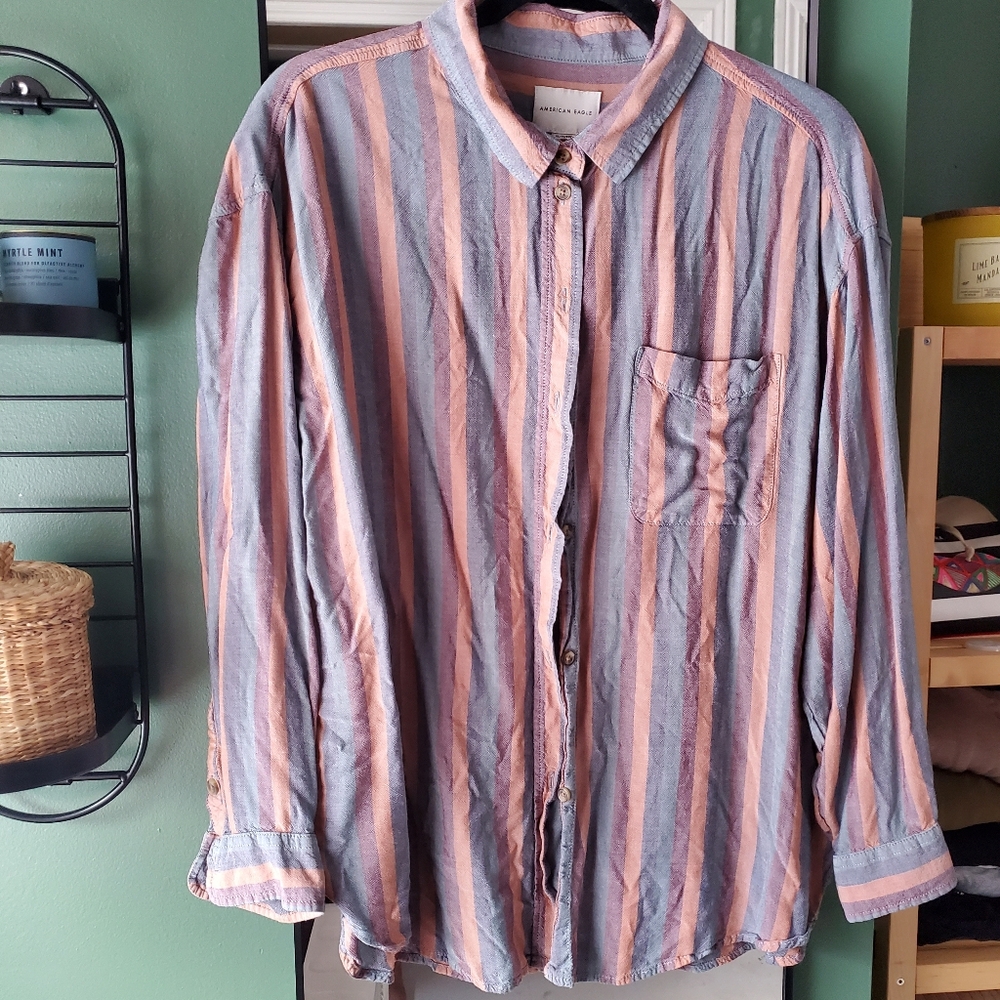 American Eagle Outfitters Multicolour Striped Women's Button Down Shirt
